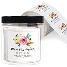 Rose Bunch Square Address Labels in a Jar