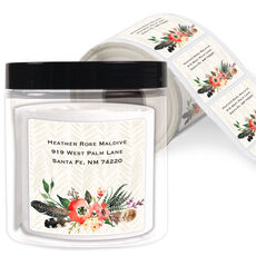 Autumn Floral Spray Square Address Labels in a Jar