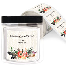 Autumn Floral Spray Square Gift Stickers in a Jar