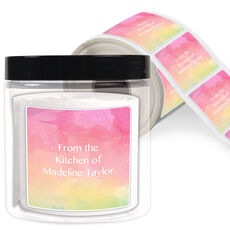 Rainbow Watercolor Kitchen Square Stickers in a Jar