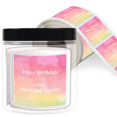 Rainbow Watercolor Square Gift Stickers in a Jar