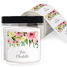 Spring Peonies Square Gift Stickers in a Jar