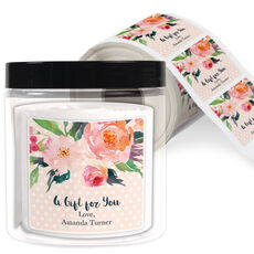 Watercolor Bouquet Square Stickers in a Jar