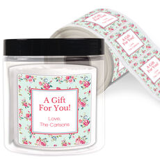 Delicate Roses Square Gift Stickers in a Jar