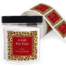 Leopard Royalty Square Gift Stickers in a Jar