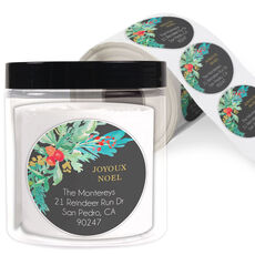 Black Corner Swag Round Address Labels in a Jar