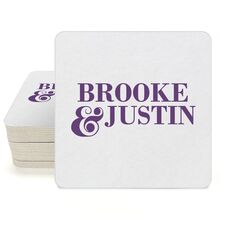 Ampersand Stacked Couple Square Coasters