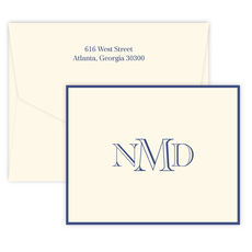 Richmond Monogram Border Folded Note Cards - Raised Ink