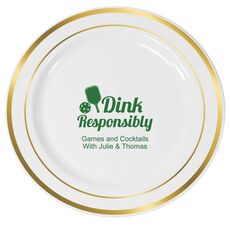 Dink Responsibly Premium Banded Plastic Plates