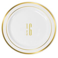 Your Skinny Stacked Initials Premium Banded Plastic Plates