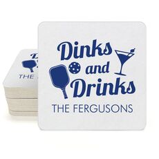 Fun Dinks and Drinks Square Coasters
