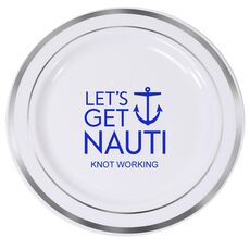 Let's Get Nauti Anchor Premium Banded Plastic Plates