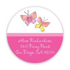Butterfly Kisses Round Address Labels