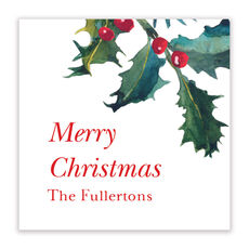 Holly Berry Square Gift Stickers