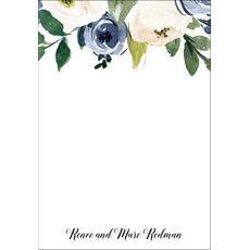 Blue and Ivory Rose Petite Flat Note Cards