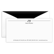 Executive Initials Flat Monarch Cards - Raised Ink