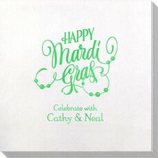 Happy Mardi Gras Beads Bamboo Luxe Napkins