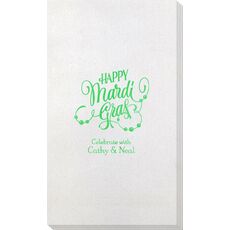 Happy Mardi Gras Beads Bamboo Luxe Guest Towels