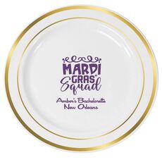 Mardi Gras Squad Premium Banded Plastic Plates