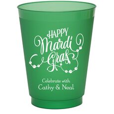 Happy Mardi Gras Beads Colored Shatterproof Cups