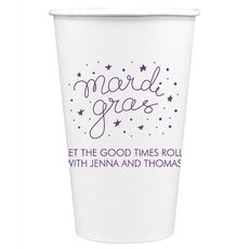 Mardi Gras Stars Paper Coffee Cups