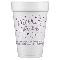 Mardi Gras Stars Styrofoam Cups