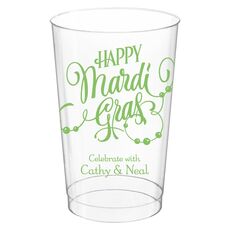 Happy Mardi Gras Beads Clear Plastic Cups