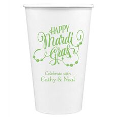 Happy Mardi Gras Beads Paper Coffee Cups