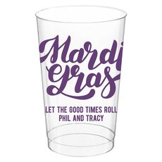 Bold Script Mardi Gras Clear Plastic Cups