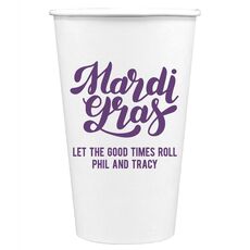 Bold Script Mardi Gras Paper Coffee Cups