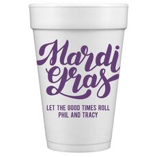 Bold Script Mardi Gras Styrofoam Cups