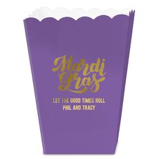 Bold Script Mardi Gras Mini Popcorn Boxes