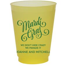 Mardi Gras Script Colored Shatterproof Cups