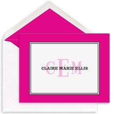 Colorful Border Monogram Folded Note Cards