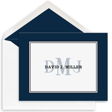 Colorful Border Monogram Folded Note Cards