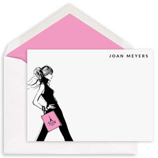 Parisian Shopper Girl Flat Note Cards
