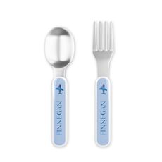 Airplane Toddler Stainless Steel Fork and Spoon Set