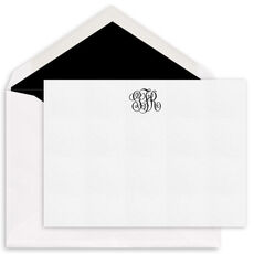 Interlocking Script Monogram Flat Note Cards - Raised Ink