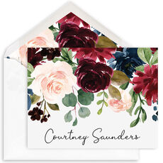 Burgundy Floral Topper Folded Note Cards