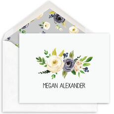 Gray and Ivory Roses Folded Note Cards
