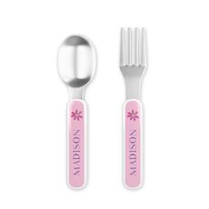 Flower Power Toddler Stainless Steel Fork and Spoon Set