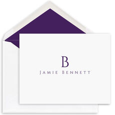 VIP Initial Folded Note Cards- Raised Ink