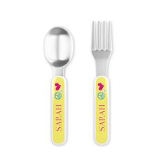 Peace Love Eat Toddler Stainless Steel Fork and Spoon Set