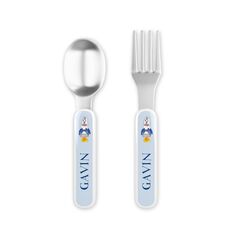 Blast Off Toddler Stainless Steel Fork and Spoon Set