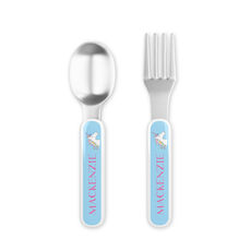Unicorn Over the Rainbow Toddler Stainless Steel Fork and Spoon Set