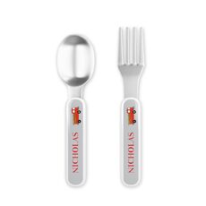 Firetruck Toddler Stainless Steel Fork and Spoon Set