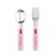 Strawberry Patch Toddler Stainless Steel Fork and Spoon Set