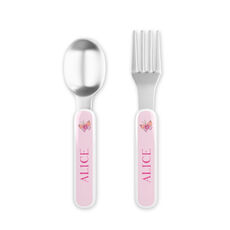Butterfly Kisses Toddler Stainless Steel Fork and Spoon Set