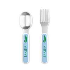 Green Gator Toddler Stainless Steel Fork and Spoon Set