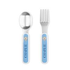 Happy Tails Toddler Stainless Steel Fork and Spoon Set